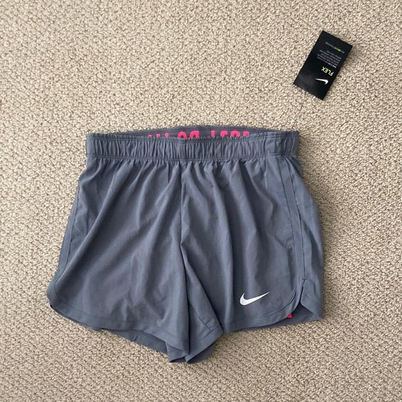 NEW Nike FLEX Dri-Fit Two in One Running Shorts Grey Pink Small Spandex S NWT - Picture 1 of 5